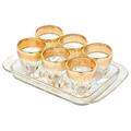 Lorenzo Import 7 Piece Tray Set Shots with Tray Amber Color 9444